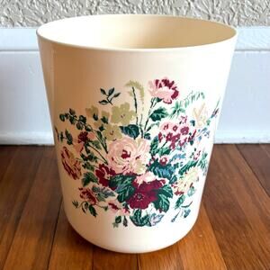 Vintage Hygiene Industries Floral Plastic Wastebasket / Planter Made in USA